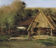 Antoine Vollon Een schuur in een landschap met bomen. oil painting artist